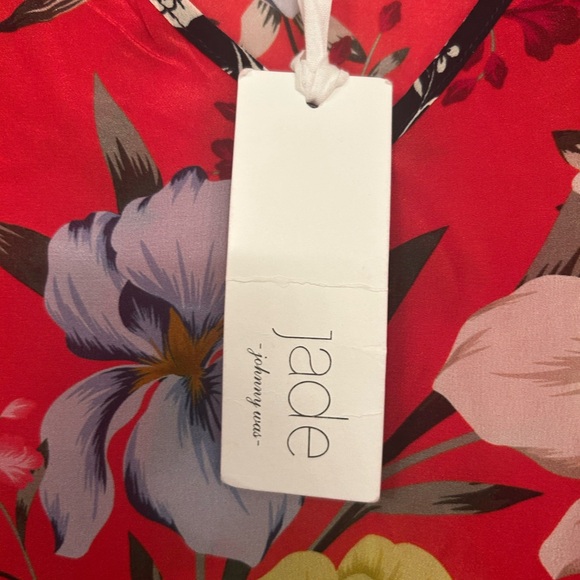 NWT Jade Johnny Was Top Red Silk Vega Tunic Pullover Floral Dress Boho XS - Picture 5 of 7